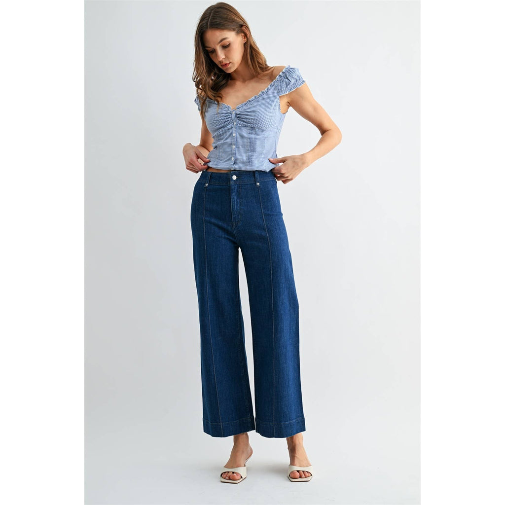 High Rise Wide Leg Ankle Jeans