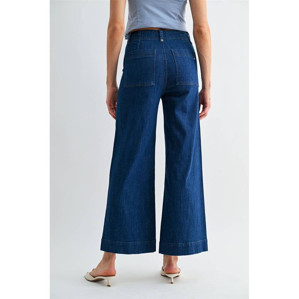High Rise Wide Leg Ankle Jeans