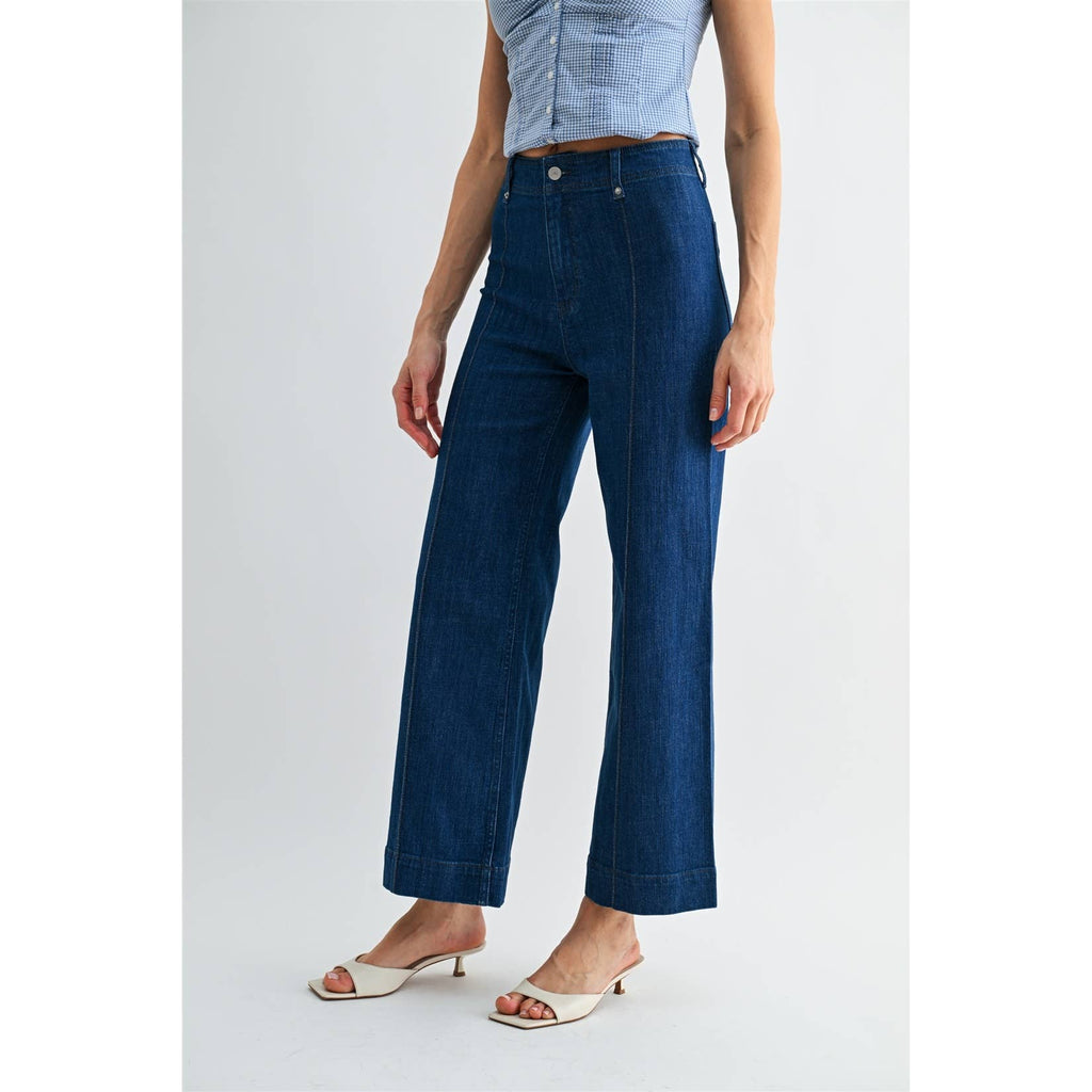 High Rise Wide Leg Ankle Jeans